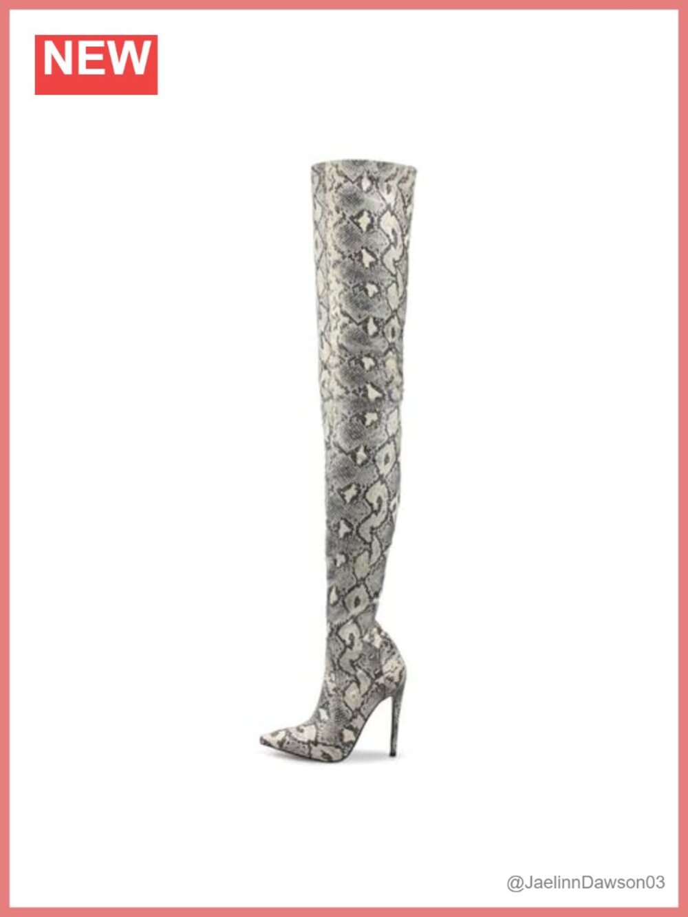 Stiletto Over the Knee Boots Thigh High Snakeskin Pattern Side Zipper Pointed
